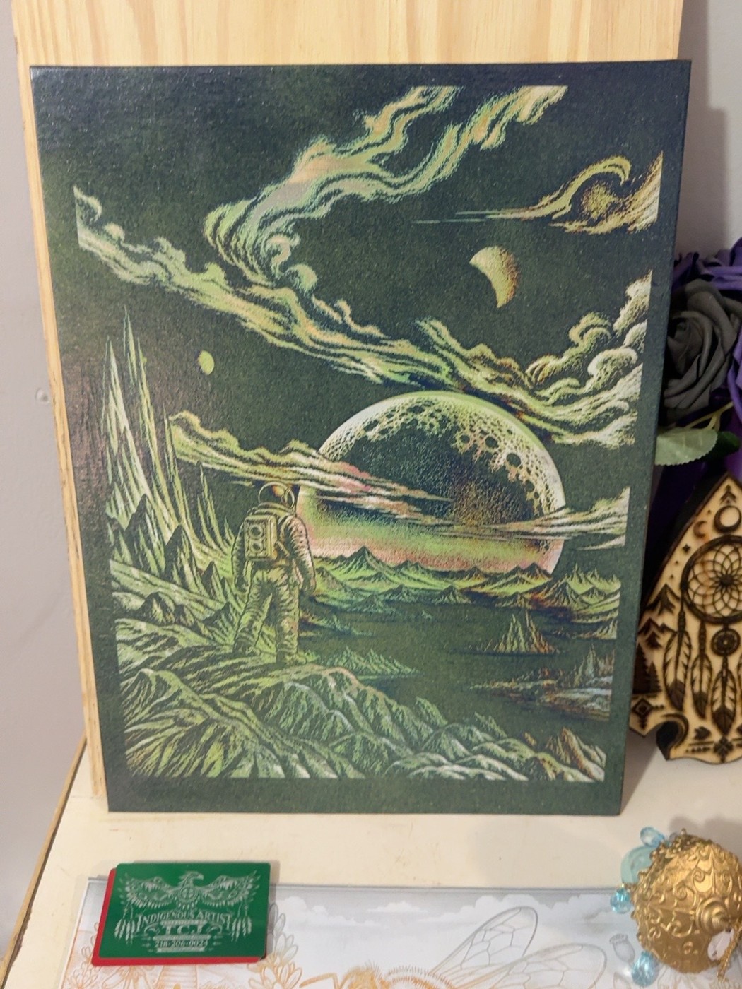 Astronaut landscape — Astronaut landscape wall art — original laser-engraved painting