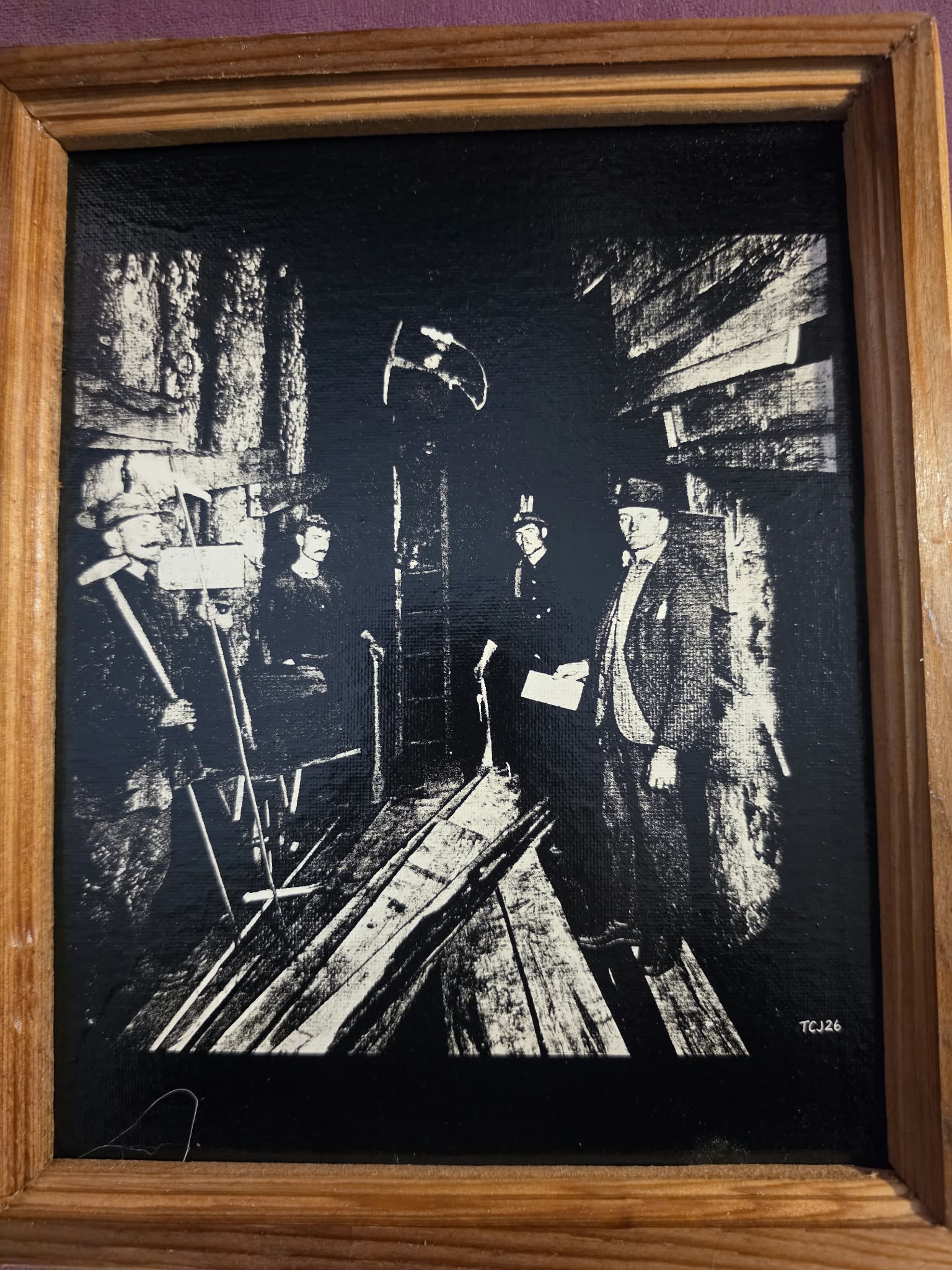 Down in the Drift — historical photo painting in handcrafted cedar frame