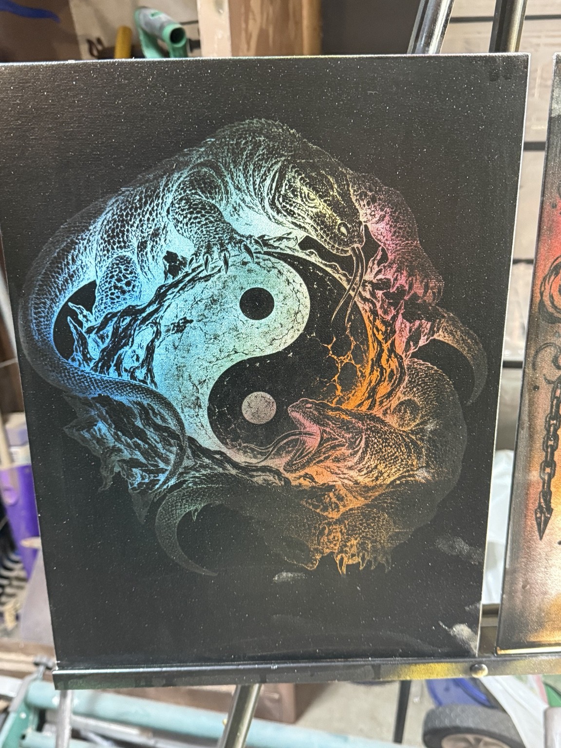 Yin and yang — Yin and yang wall art — original laser-engraved painting
