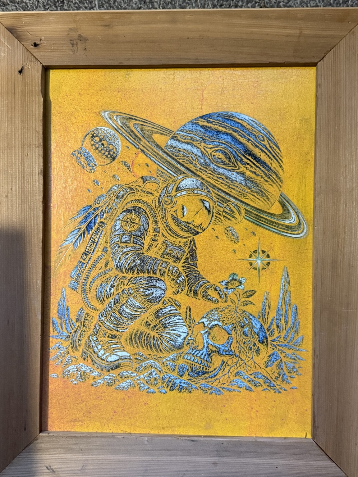 No One Left Behind — Astronaut memorial space art — original laser-engraved painting