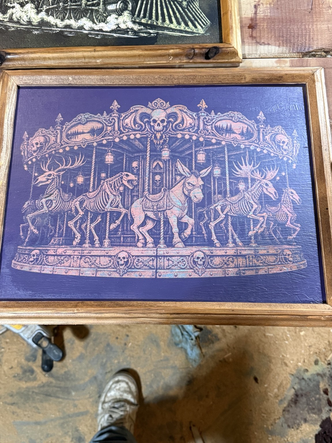 The carousel — Fantasy carousel wall art — original laser-engraved painting