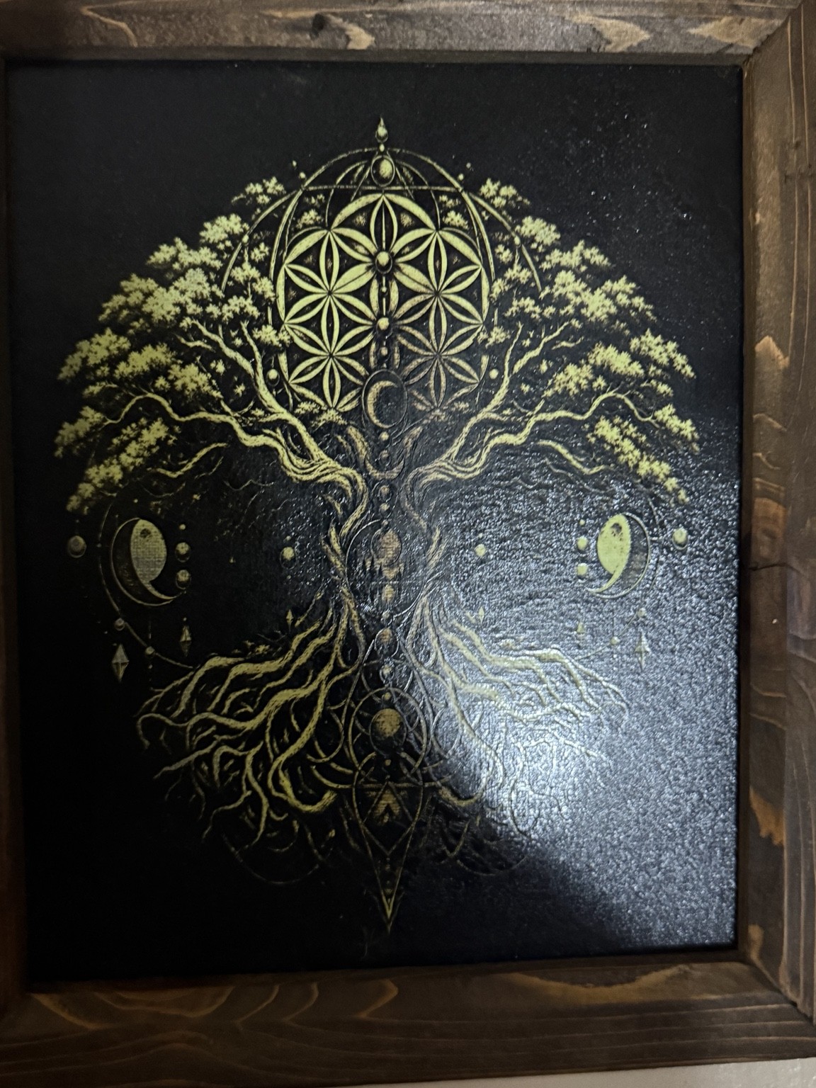 Tree of geometry — Sacred geometry tree wall art — original laser-engraved painting