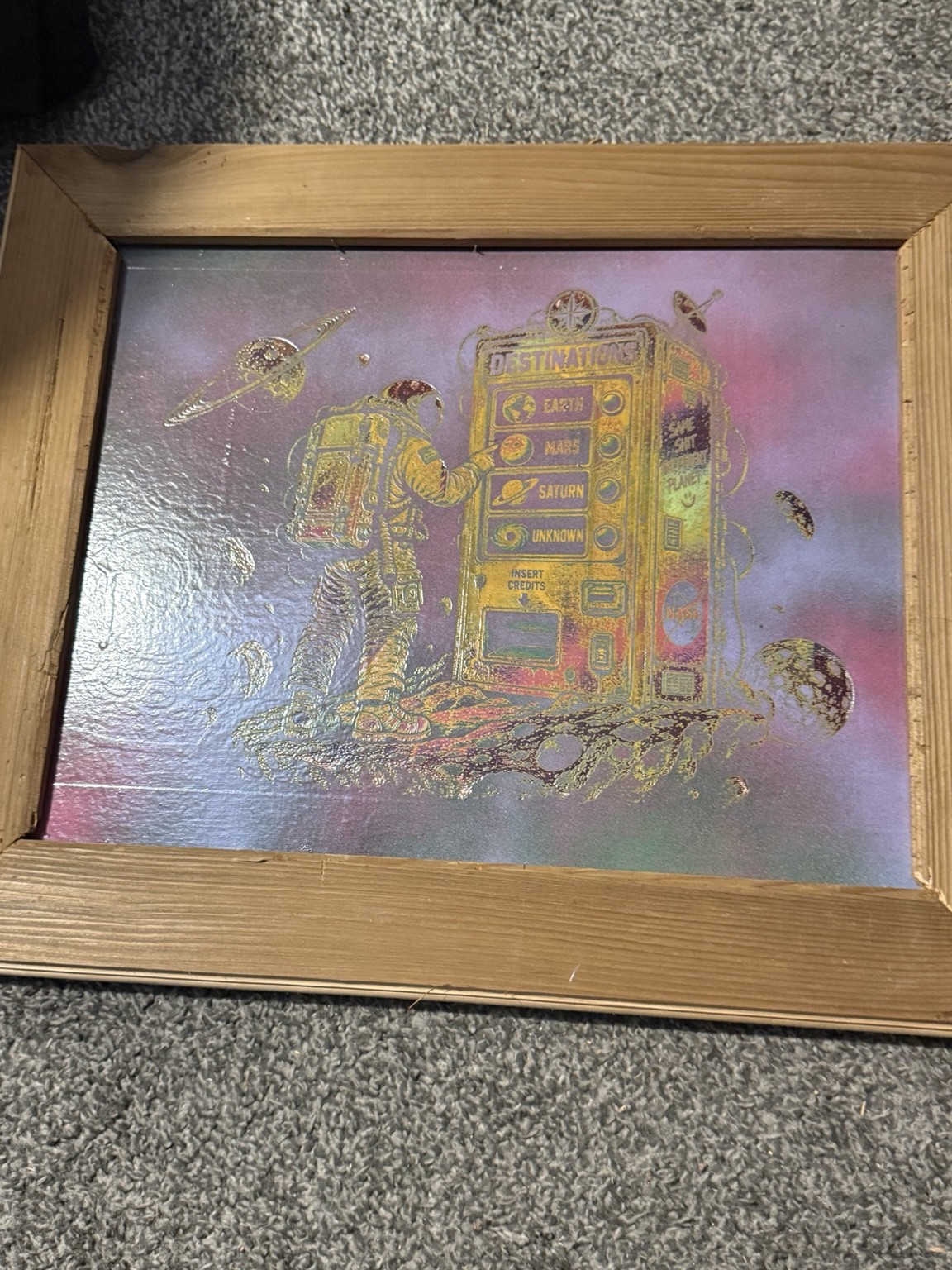 Cosmic destination machine — Cosmic machine wall art — original laser-engraved painting