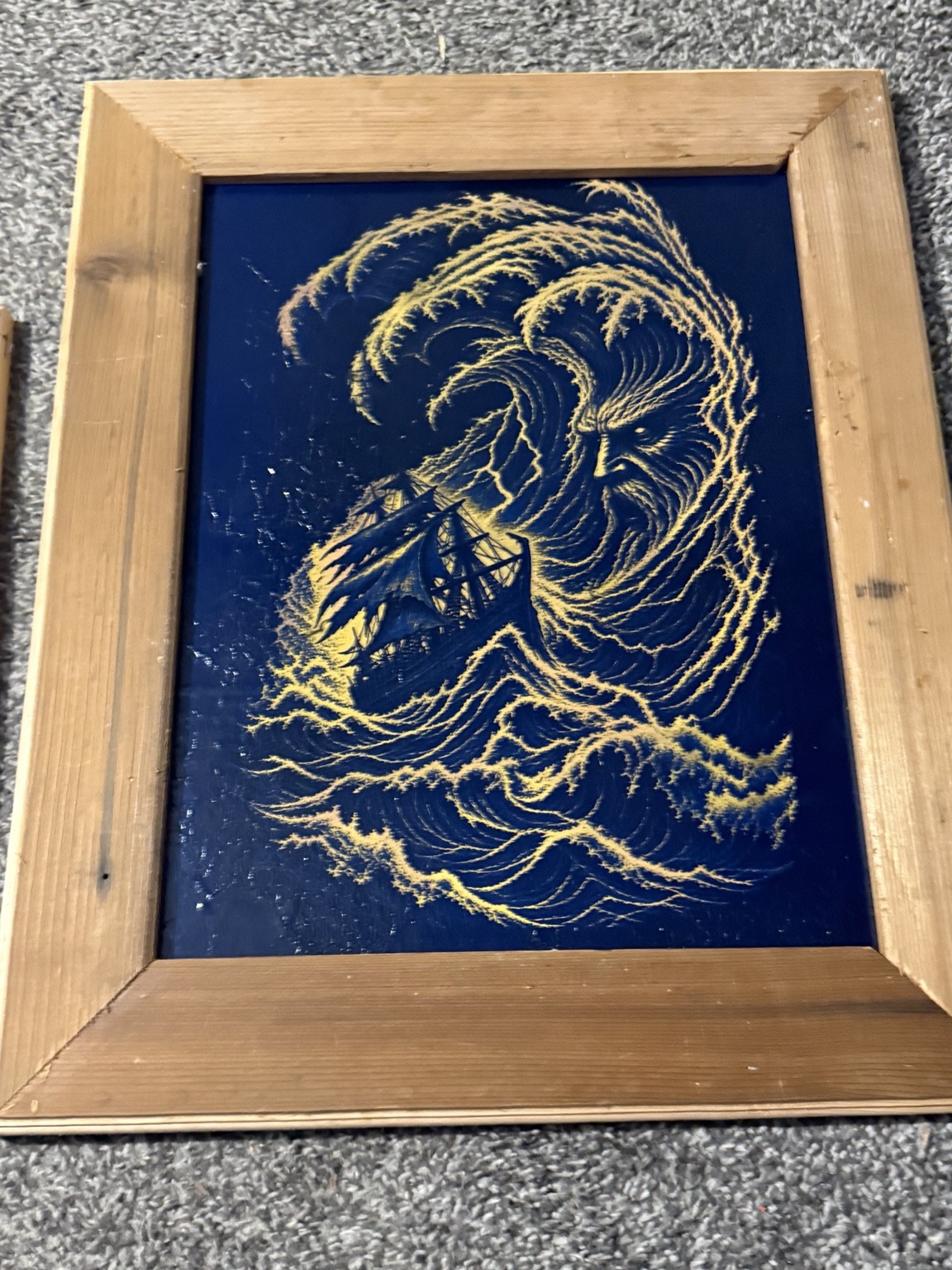 The breaking wave — Ocean wave wall art — original laser-engraved painting