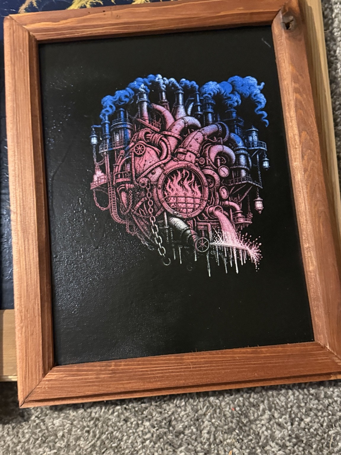 Clockwork heart — Clockwork heart wall art — original laser-engraved painting