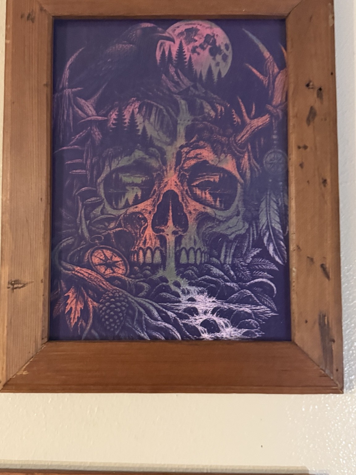 Forest skull — Forest skull wall art — original laser-engraved painting