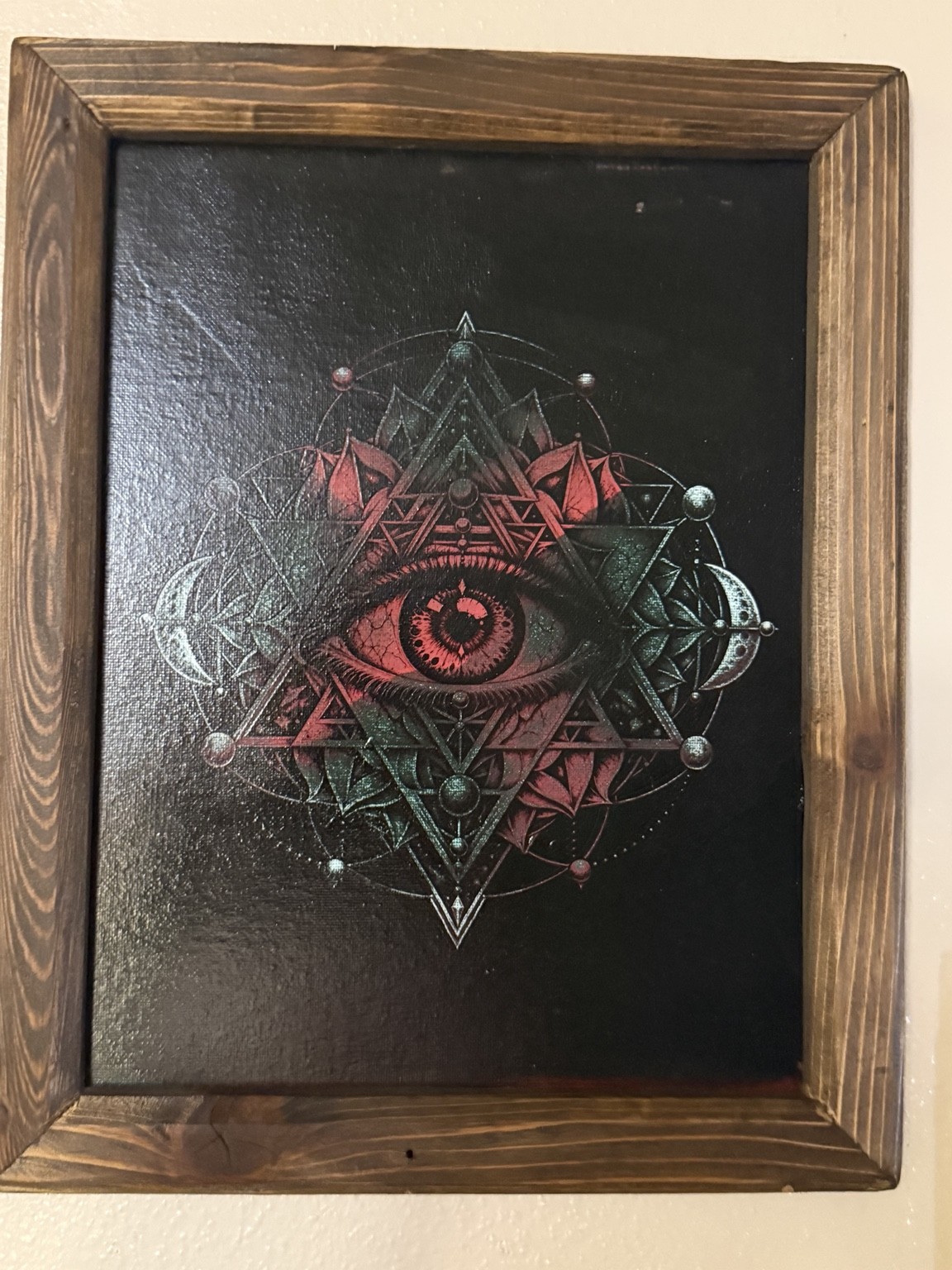 The geometric eye — Sacred geometry eye wall art — original laser-engraved painting